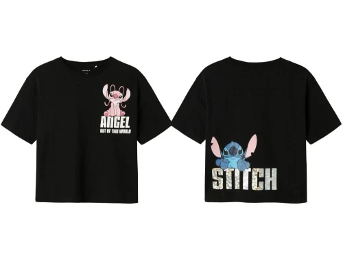 Name It top sort med Stitch print